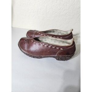El Naturalista Brown Leather Frog Motif Whipstitch Loafers Flats Spain Womens 40